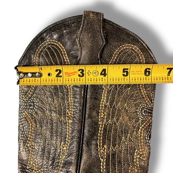 Corral Western Boots Teens Distressed Brown Angel Wing Embroidered Sz 5T - Picture 7 of 9